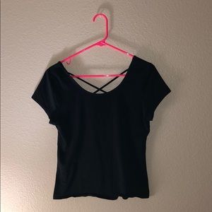 Black opened back top